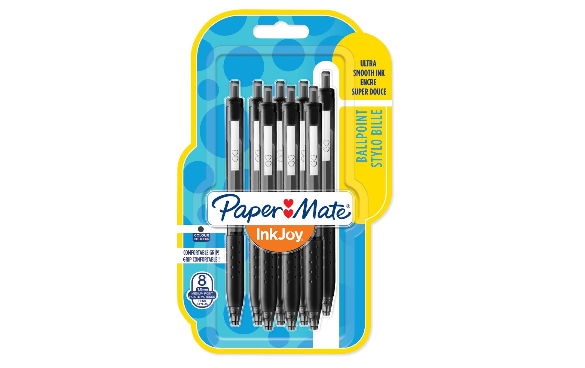 Papermate InkJoy 300 RT Kugelschreiber – 8er Pack, Schwarz, Spitze 1,0 mm, Druck, Kunststoff, nachfüllbar