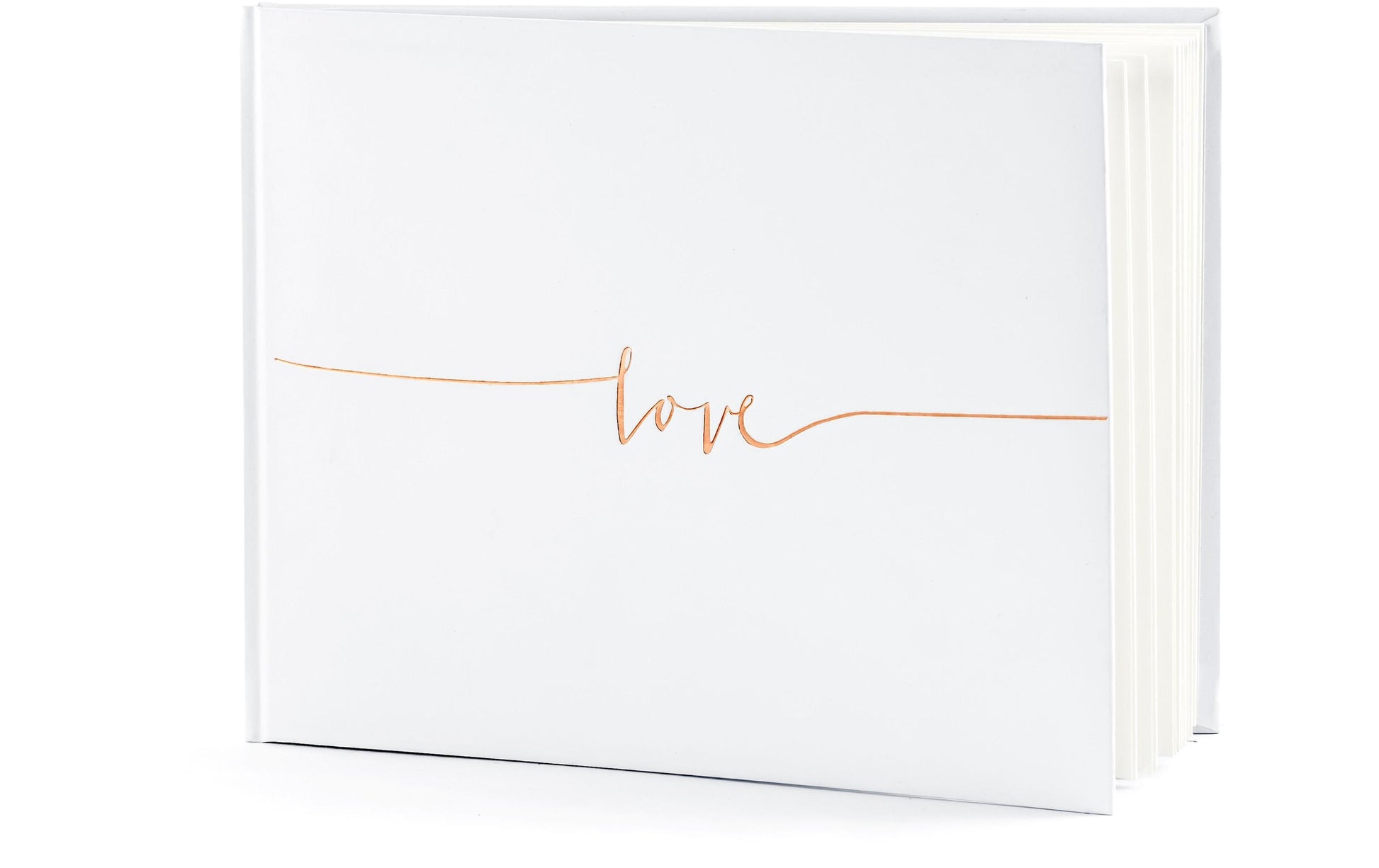 PartyDeco Gästebuch – 22 Seiten – 240 × 185 mm – Hardcover, Roségold/Weiss