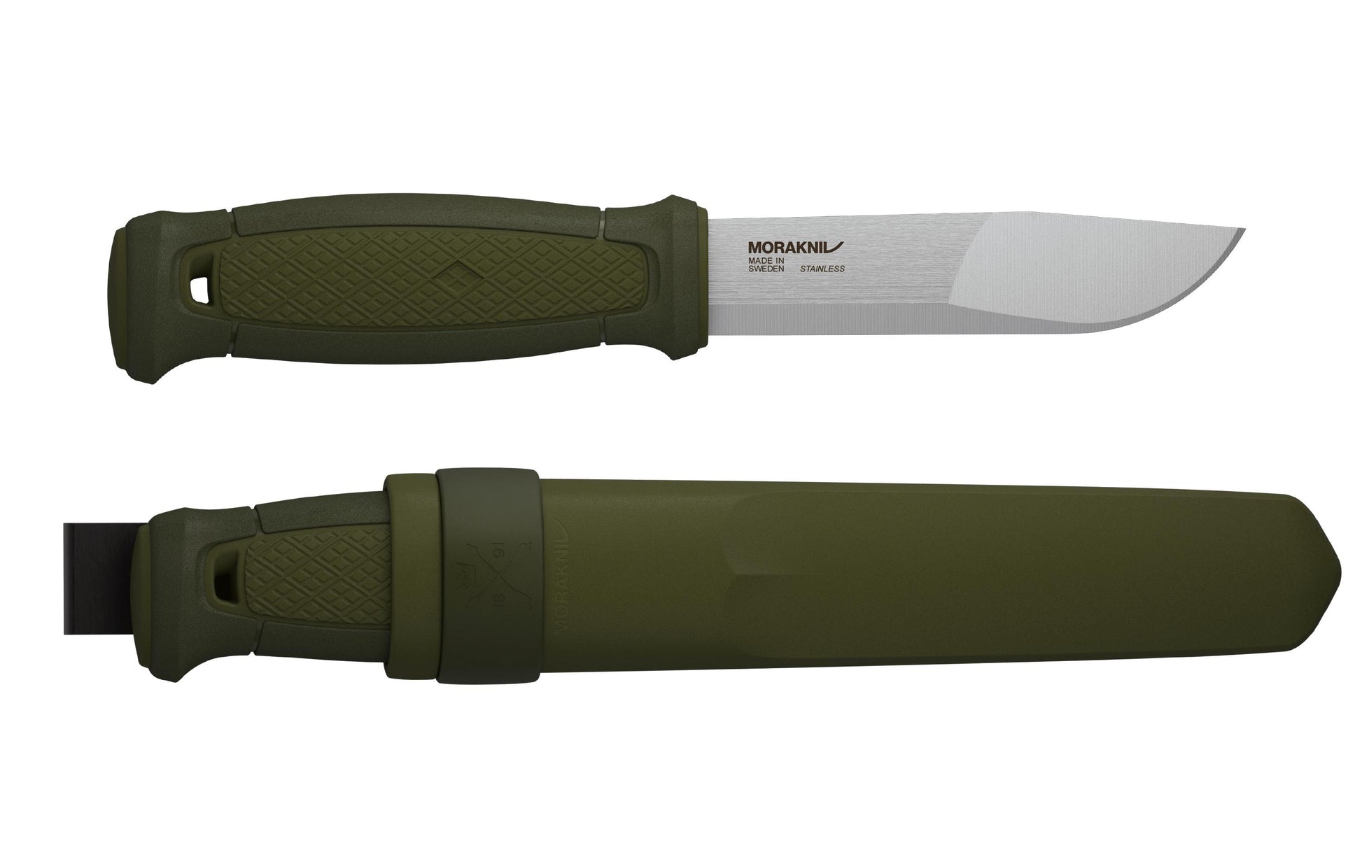 Morakniv Kansbol – Jagdmesser Klingenlänge 109 mm, Edelstahl, TPE-Griff, mit Polymer-Scheide, Olivgrün