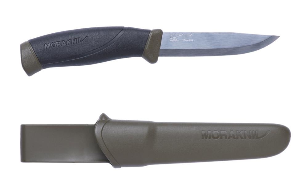 Morakniv Companion MG (S) – Klappmesser/Outdoormesser 104 mm, Edelstahl, TPE-Griff, Olivgrün