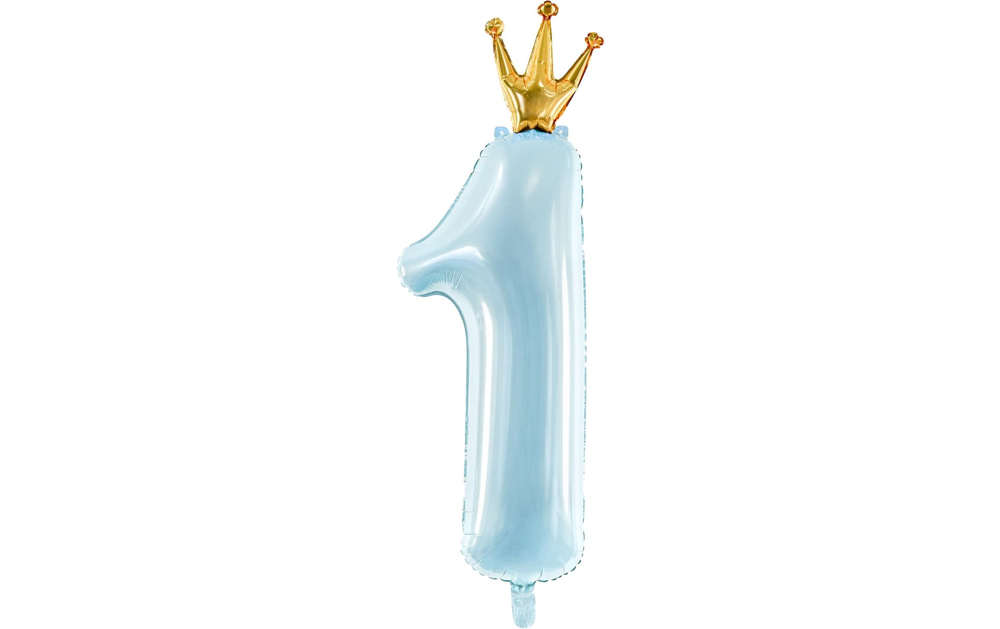 PartyDeco Folienballon Zahl 1 – blau/gold – 31 × 92 cm – 1 Stk – mit Helium befüllbar