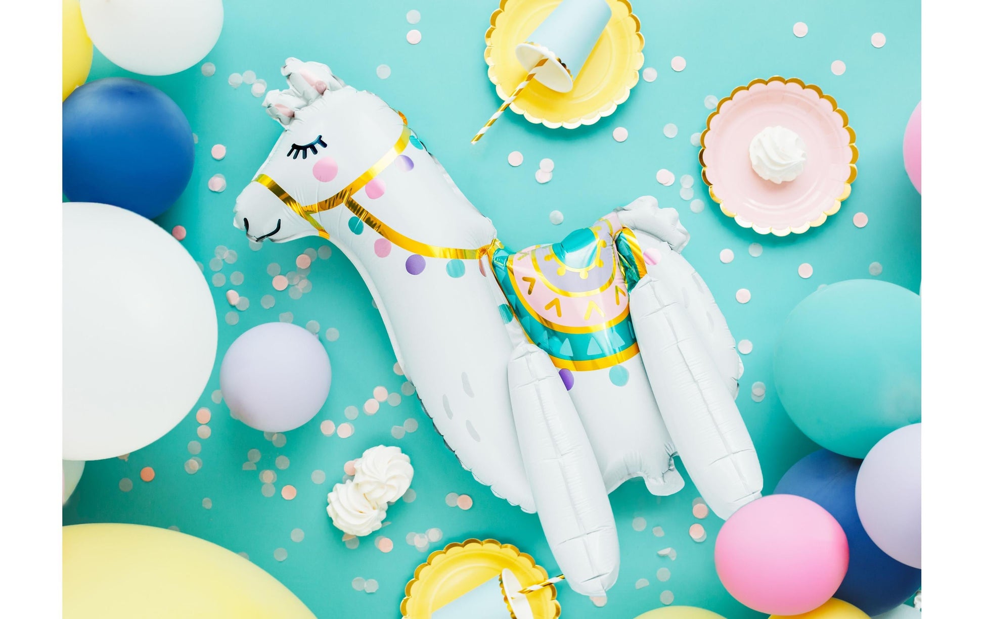 PartyDeco Folienballon Lama – mehrfarbig – 39 × 61 cm – Folie – 1 Stück – mit Helium befüllbar