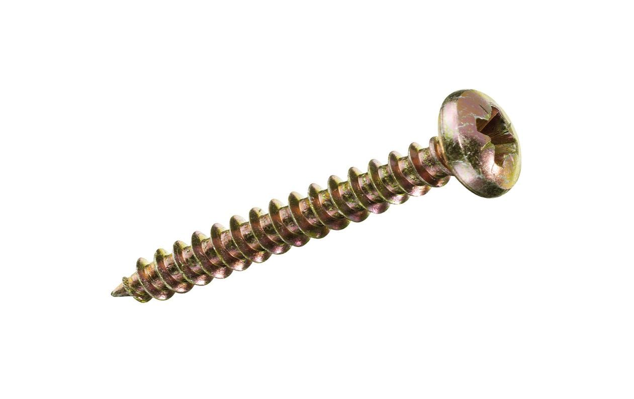 Ftm Spanplattenschrauben – Ø 5 × 45 mm, Linsenkopf, Pozidriv, Stahl, gelb verzinkt, 8 Stk.