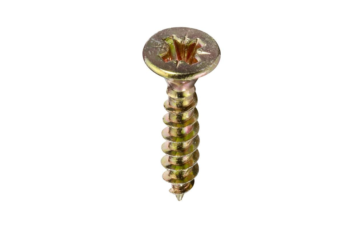 Ftm Krafter Spanplattenschrauben – Ø 3,5 × 16 mm, Senkkopf Pozidriv, Stahl, gelb verzinkt, 30 Stk.