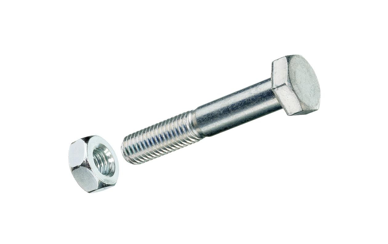 Ftm Krafter Schrauben M6 – Sechskantkopf, Aussensechskant, 100 mm, Stahl, blau verzinkt, 4 Stk.