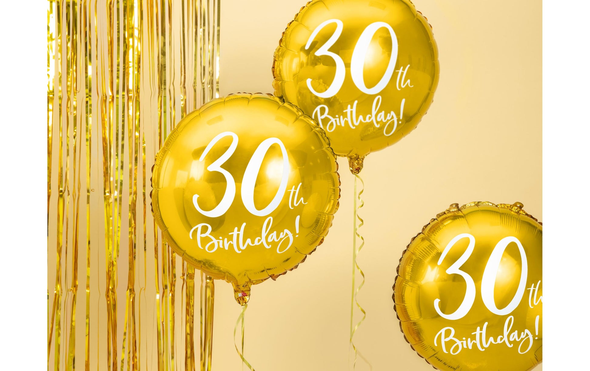 PartyDeco Folienballon Zahl 30 Geburtstag – Gold/Weiss – Ø 45 cm – Folie – 1 Stück