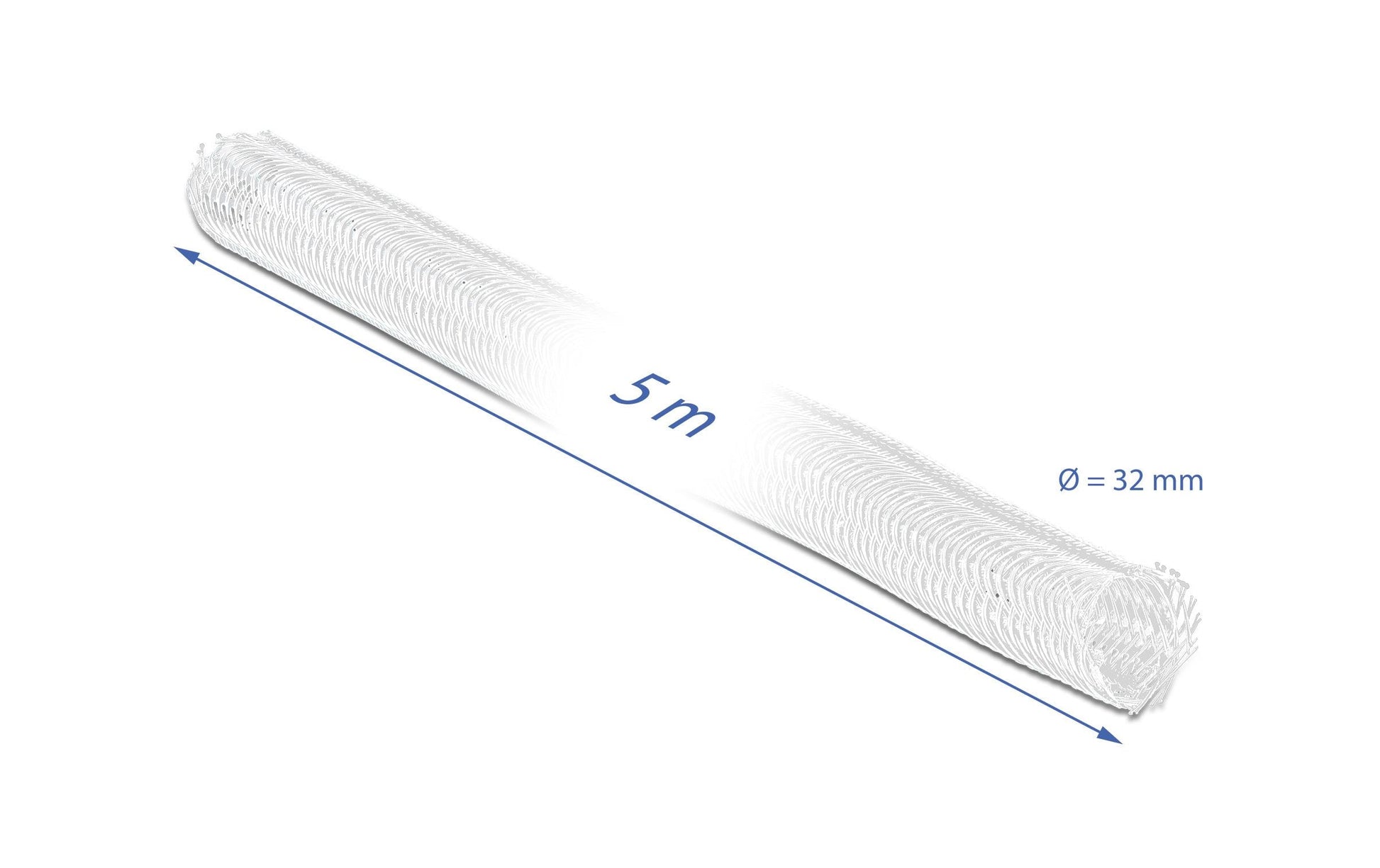 DeLOCK Kabelschlauch – 32 mm × 5,00 m, Polyester, Weiss, Klettverschluss, wiederverwendbar, 1er-Pack