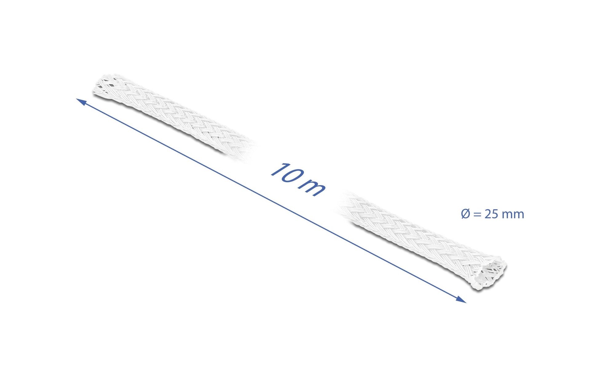 DeLOCK Kabelschlauch – Ø 25 mm – 10 m – Polyester – Weiss, zuschneidbar