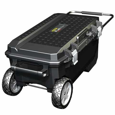 Stanley FatMax Mobile Montagebox 113 l – leer, mit Rollen, IP54, schwarz, Kunststoff, B 910 × H 430 × T 520 mm