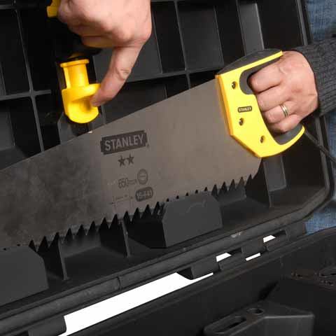 Stanley FatMax Mobile Montagebox 113 l – leer, mit Rollen, IP54, schwarz, Kunststoff, B 910 × H 430 × T 520 mm