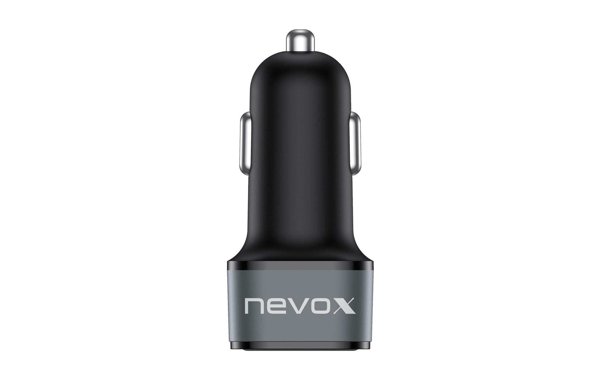 Nevox Dual Auto Ladegerät Auto-Ladegerät 48 W – USB-C×1, USB-A×1 – PD – für Fahrzeuge 12–24 V – Schwarz