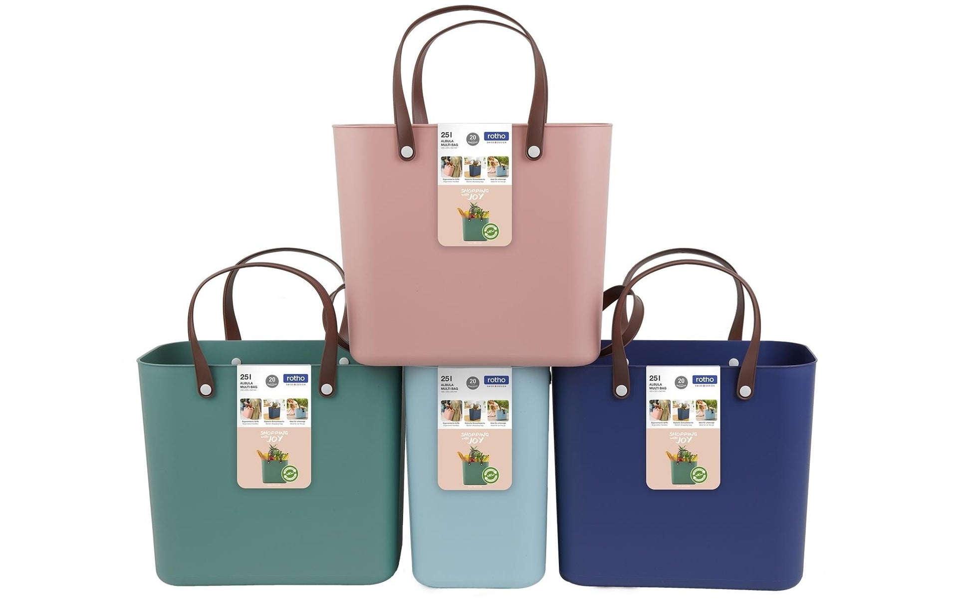 Rotho Einkaufstasche Multibag Style Albula – 25 l – 40 × 43 × 23,5 cm – Kunststoff – Dunkelblau Iris
