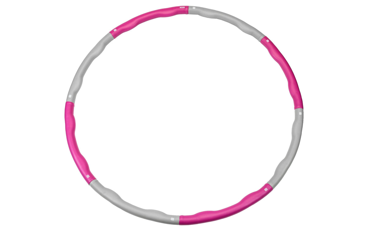 KOOR Hula Hoop – Ø 100 cm – 1,5 kg, Rohr-Ø 3,5 cm, 8-teilig – zusammenklappbar – grau/pink