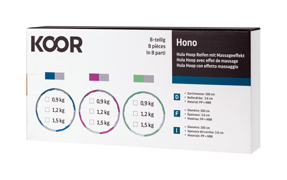 KOOR Hula-Hoop – Ø 100 cm – 1,5 kg – grau/grün