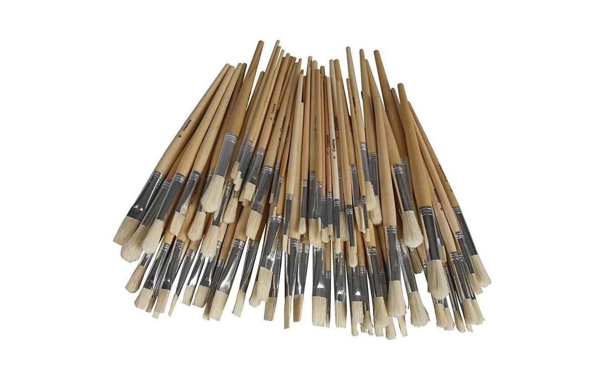 Creativ Company Pinsel-Set – Flachpinsel, Rundpinsel, Schweineborsten, Grösse 5–15 mm, 80er-Set