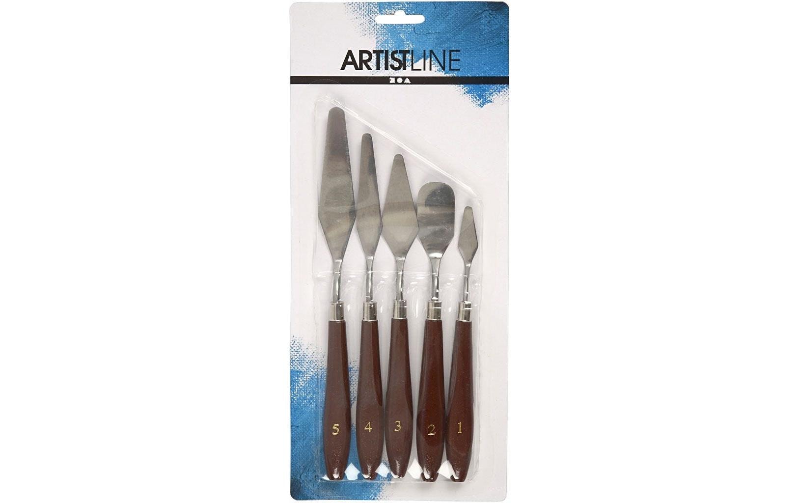 Creativ Company Malspachtel – Klinge 25 × 23 mm, Holzgriff, Edelstahlklinge, 5er-Set