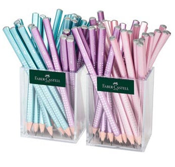 Faber-Castell Grip Jumbo Sparkle Metallic Bleistift, Dreikant, Jumbo, B, Mine Ø 3,25 mm, farbig sortiert