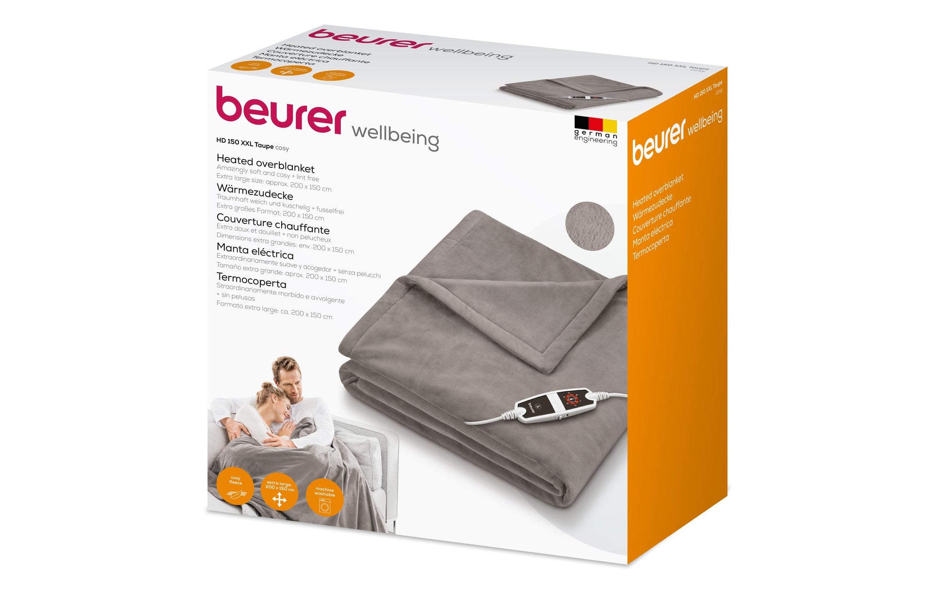 Beurer HD150 XXL Wohndecke – Polyester, Taupe – 150 × 200 cm – OEKO-TEX Standard 100