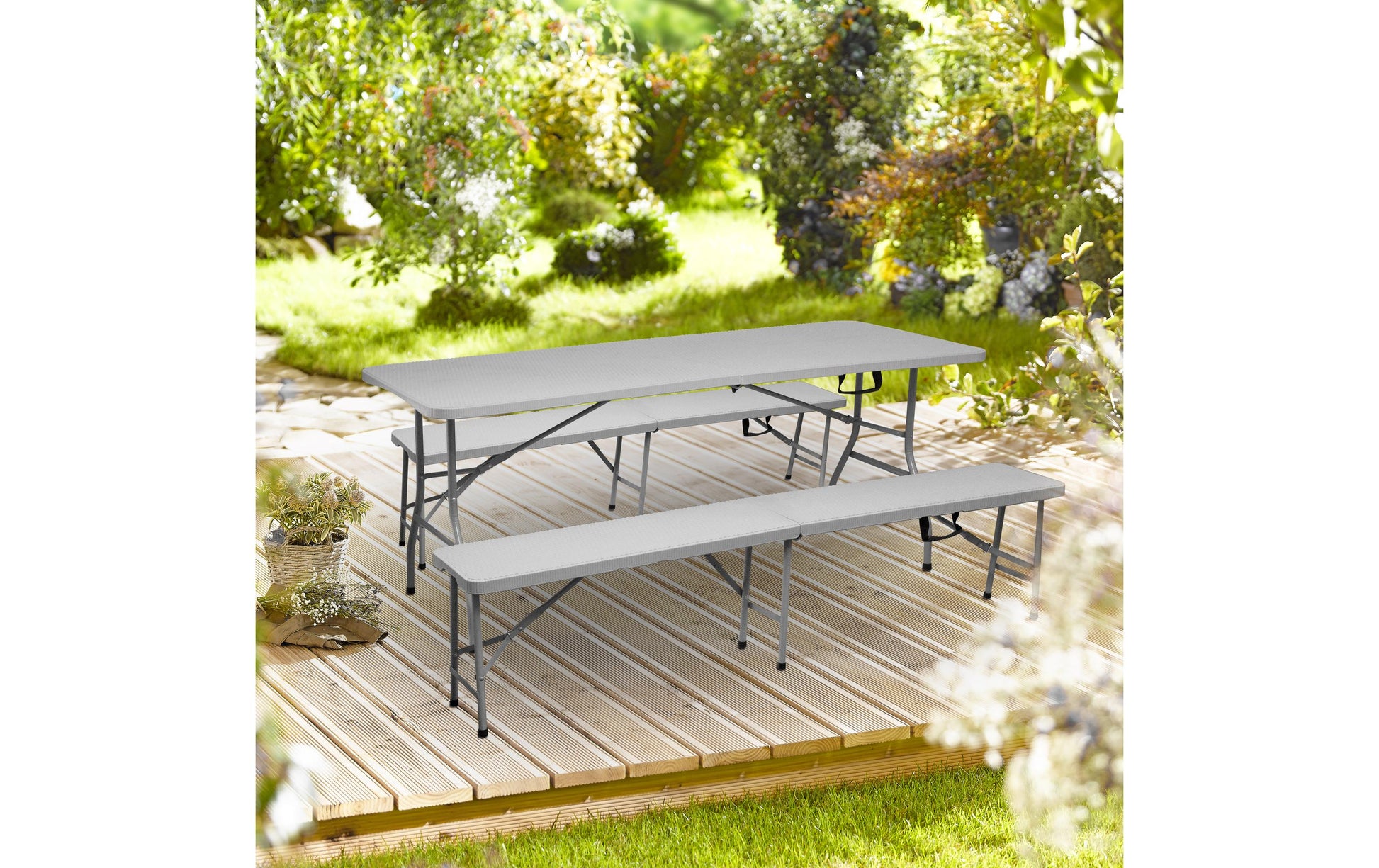 Innovesta Bistro-Set – Grau – Metall – Tisch 180 × 74 × 74 cm – klappbar