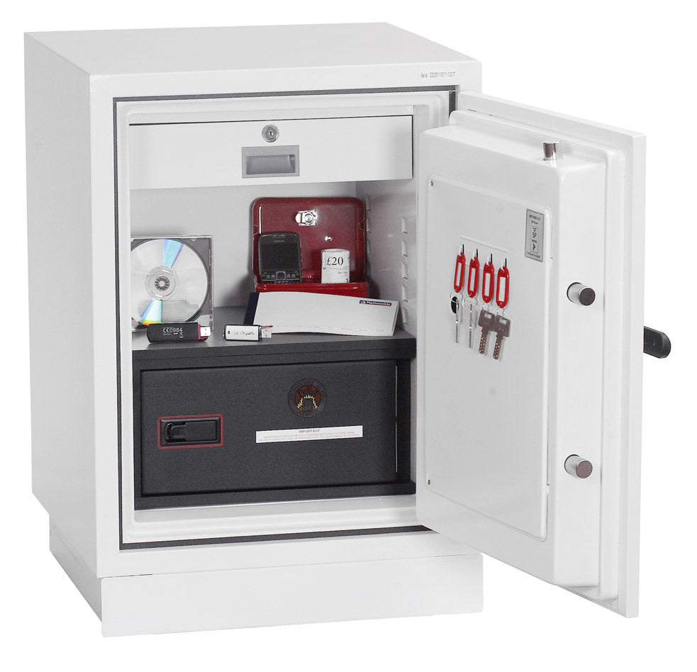 Phoenix Safe Co. Feuerschutzbox DATACOMBI DS2501E – Elektronikschloss – 63 l – Feuerschutz 90 min – Weiss