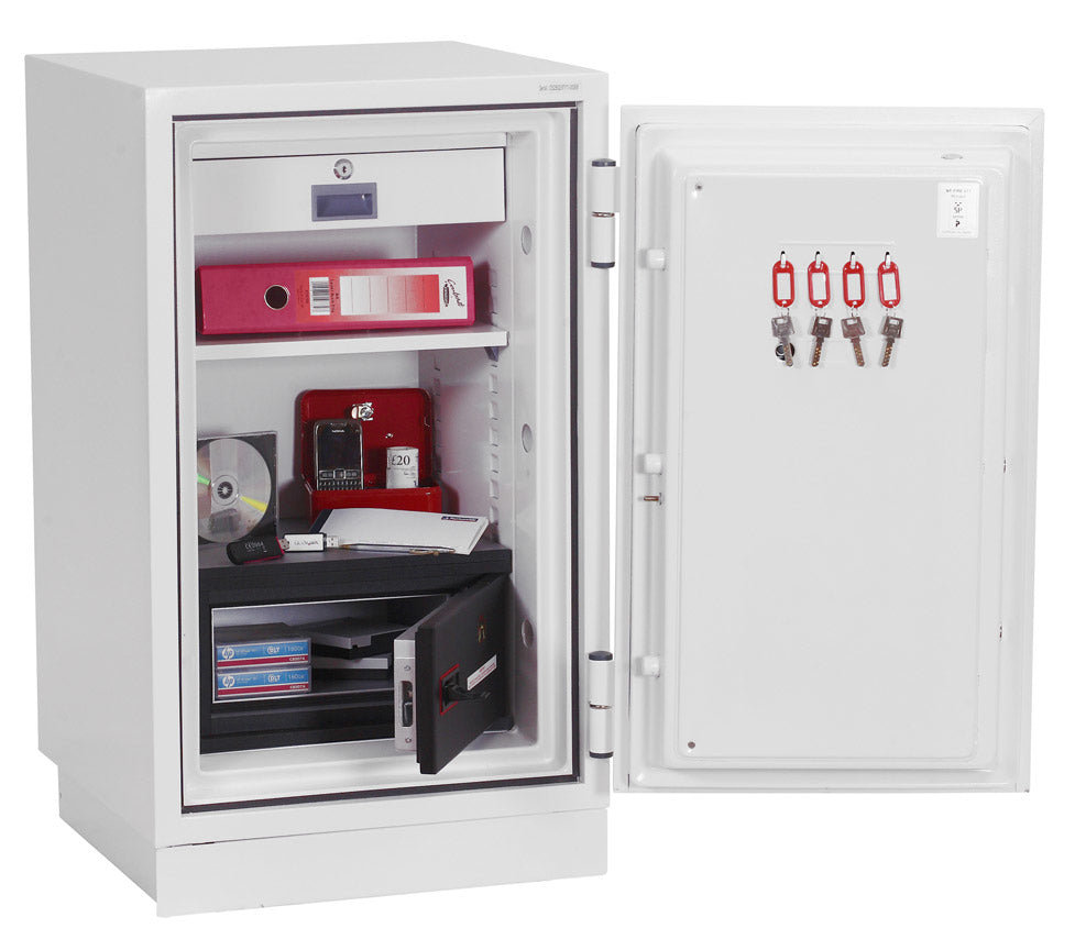 Phoenix Safe Co. Phoenix Tresor Datacombi DS2502E – Elektronikschloss – 84 l – Feuerschutz 90 min – Weiss