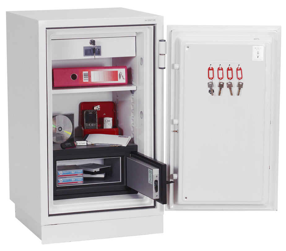 Phoenix Safe Co. Phoenix Tresor Datacombi DS2502E – Elektronikschloss – 84 l – Feuerschutz 90 min – Weiss
