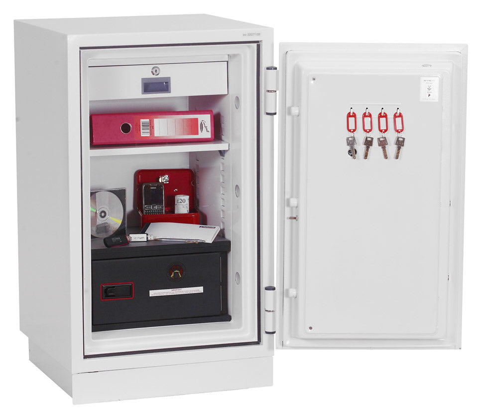 Phoenix Safe Co. Phoenix Tresor Datacombi DS2502E – Elektronikschloss – 84 l – Feuerschutz 90 min – Weiss