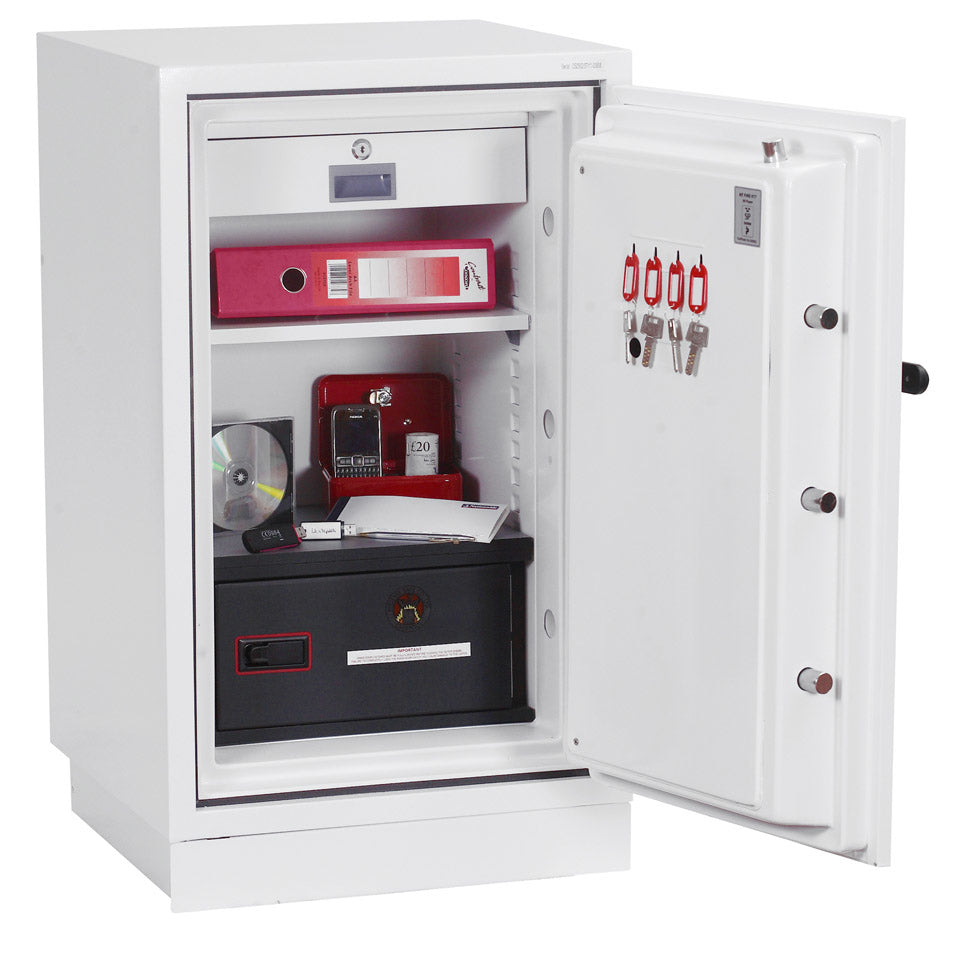 Phoenix Safe Co. Phoenix Tresor Datacombi DS2502E – Elektronikschloss – 84 l – Feuerschutz 90 min – Weiss