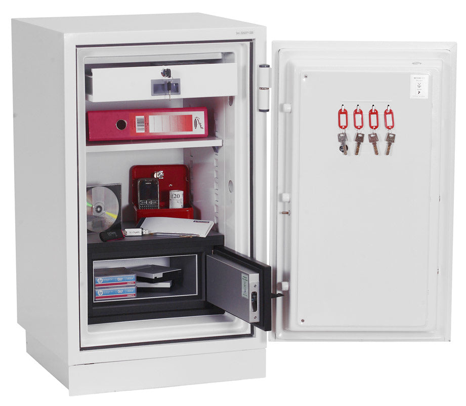 Phoenix Safe Co. Phoenix Tresor Datacombi DS2502E – Elektronikschloss – 84 l – Feuerschutz 90 min – Weiss