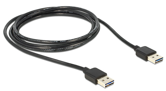 DeLOCK USB-A auf USB-A Kabel – USB 2.0 (480 Mbit/s) – 3 m – Goldstecker – Schwarz