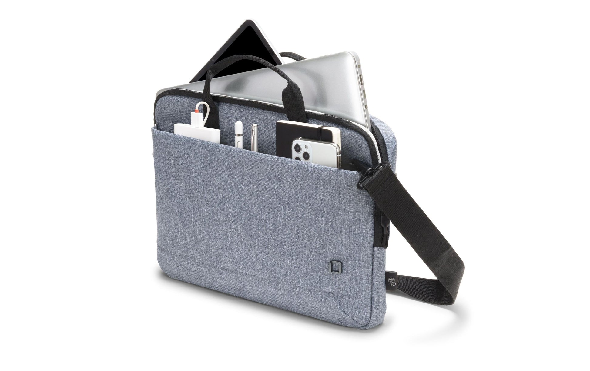 DICOTA Eco Slim MOTION Notebook-Tasche bis 13,3" – abnehmbarer Schultergurt, Recyceltes PET – Blue Denim
