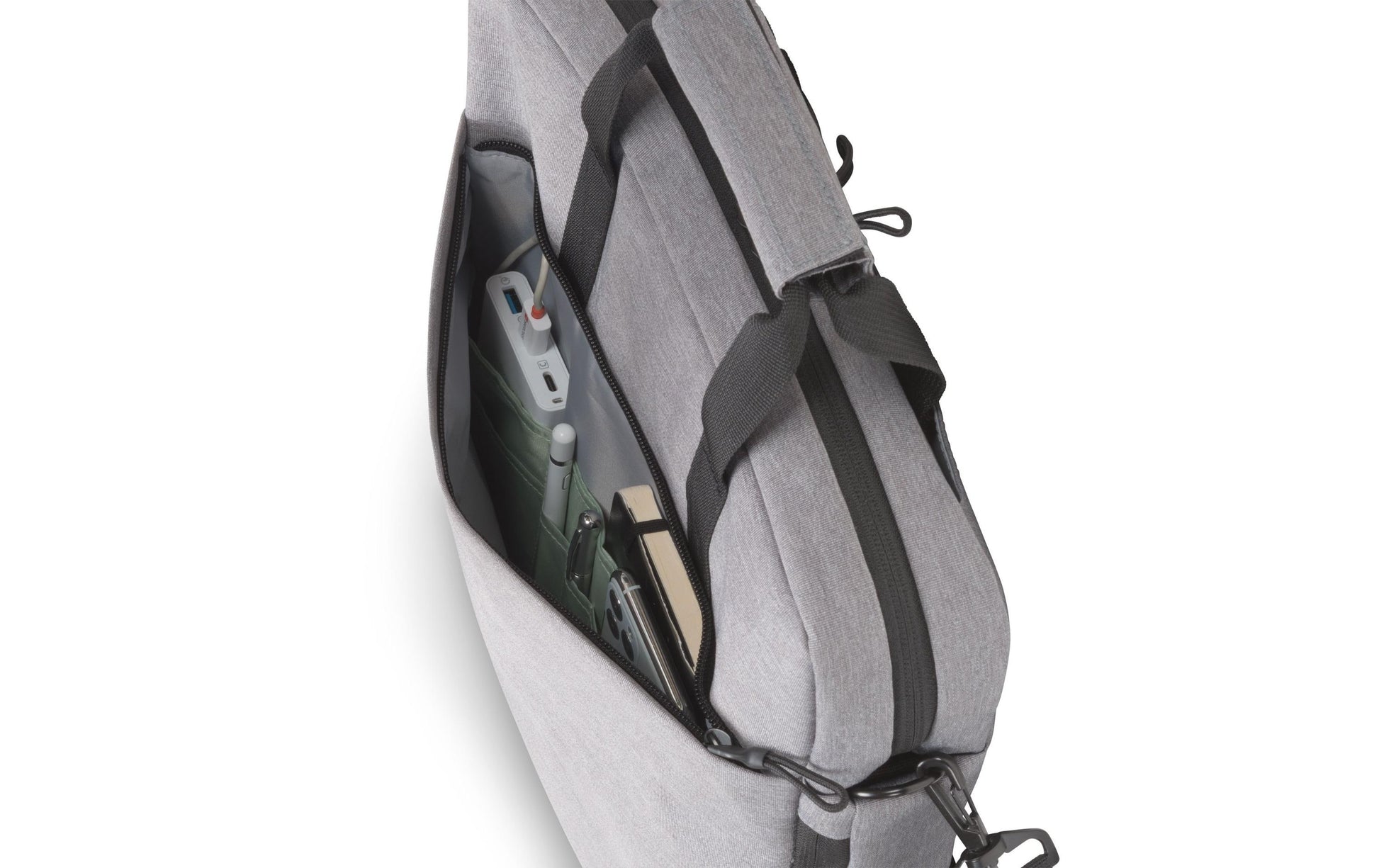 DICOTA Eco MOTION Notebook-Tasche bis 15,6" – aus recycelten Materialien, abnehmbarer Schultergurt – Grau