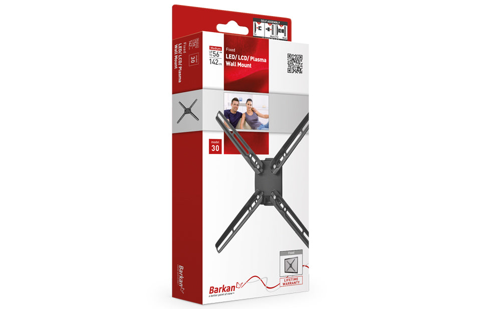 Barkan Mounting Systems Barkan WH E30 – Wandhalterung, fix, für 48″, VESA 300×300, bis 50 kg, schwarz