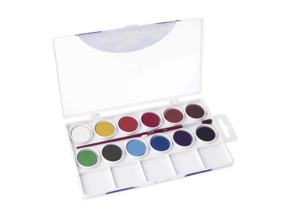 Jovi Aquarellfarben (Kasten) – Mehrfarbig – 12 Farben – Palette, inkl. Pinsel