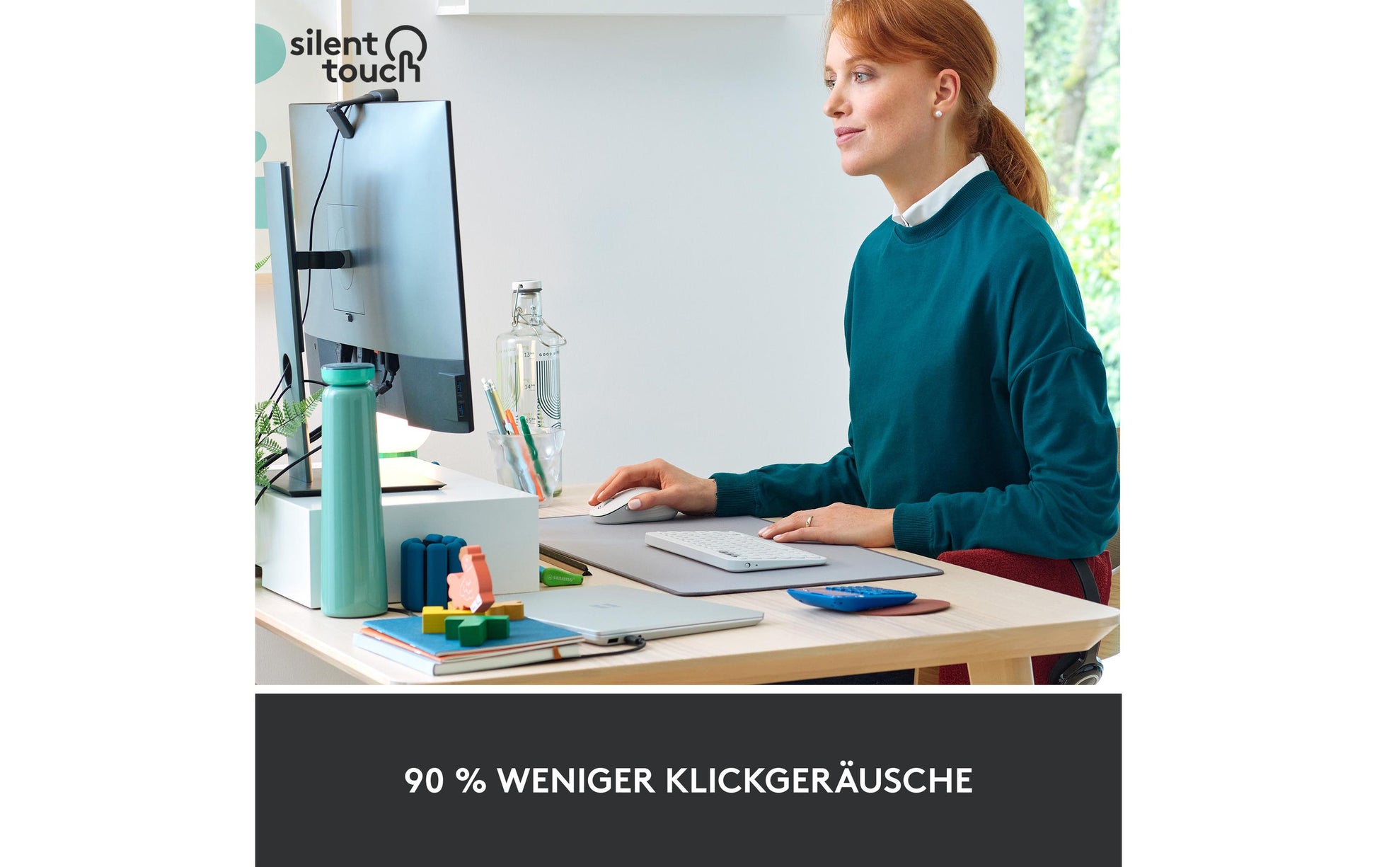 Logitech M650 Maus – kabellos, für Rechtshänder, Handflächengrösse M, weiss
