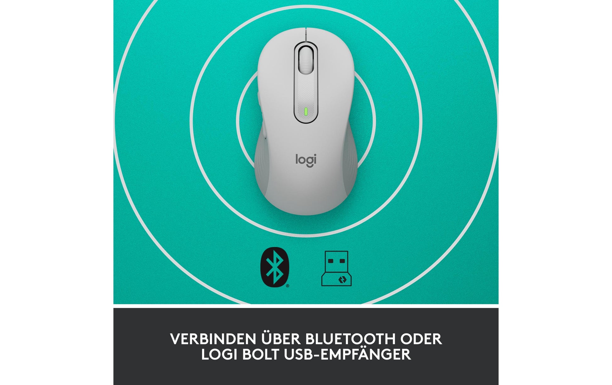 Logitech M650 Maus – kabellos, für Rechtshänder, Handflächengrösse M, weiss