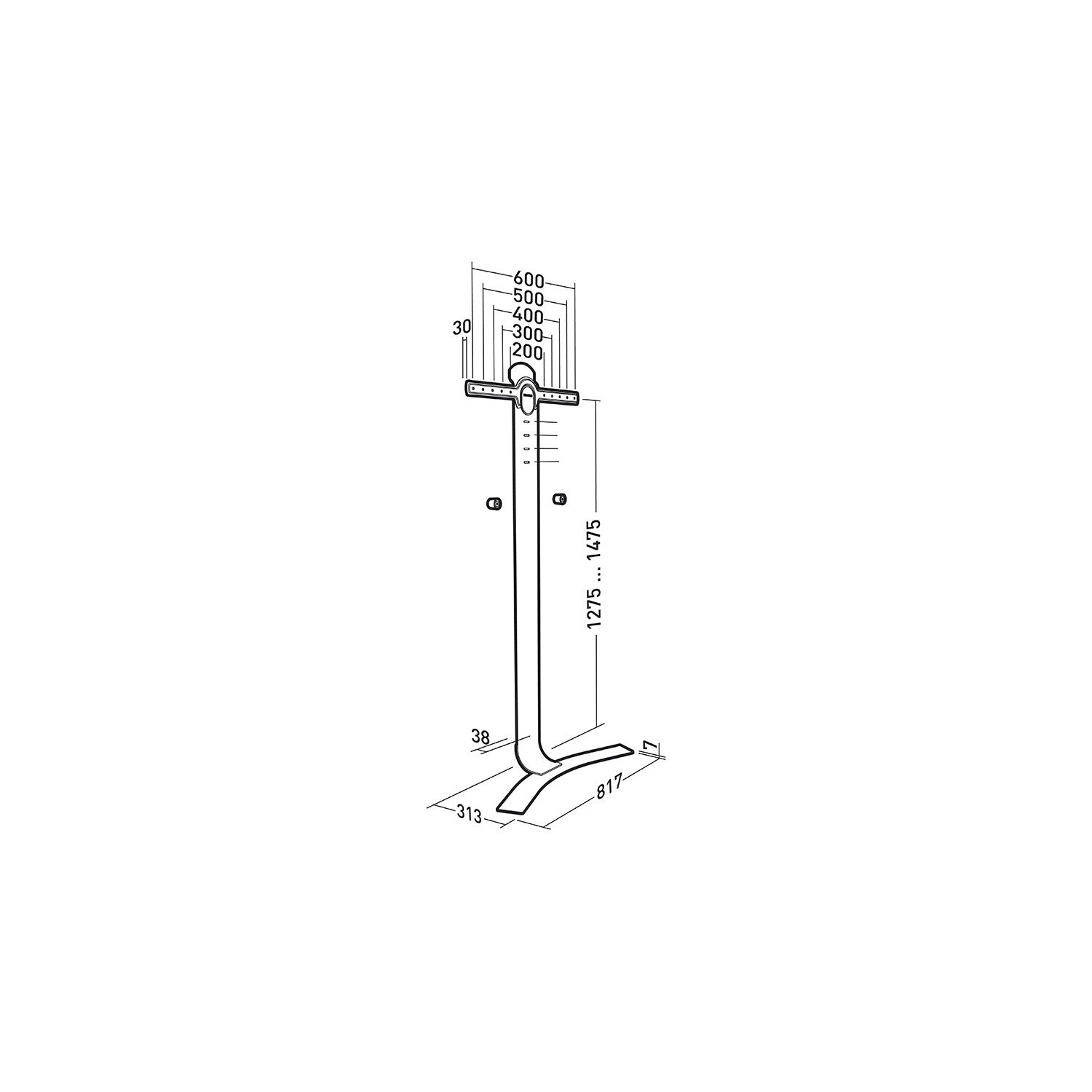 Erard STANDiT 600 – Höhenverstellbarer Displayständer für 40–75", VESA 600×200, bis 45 kg, weiss