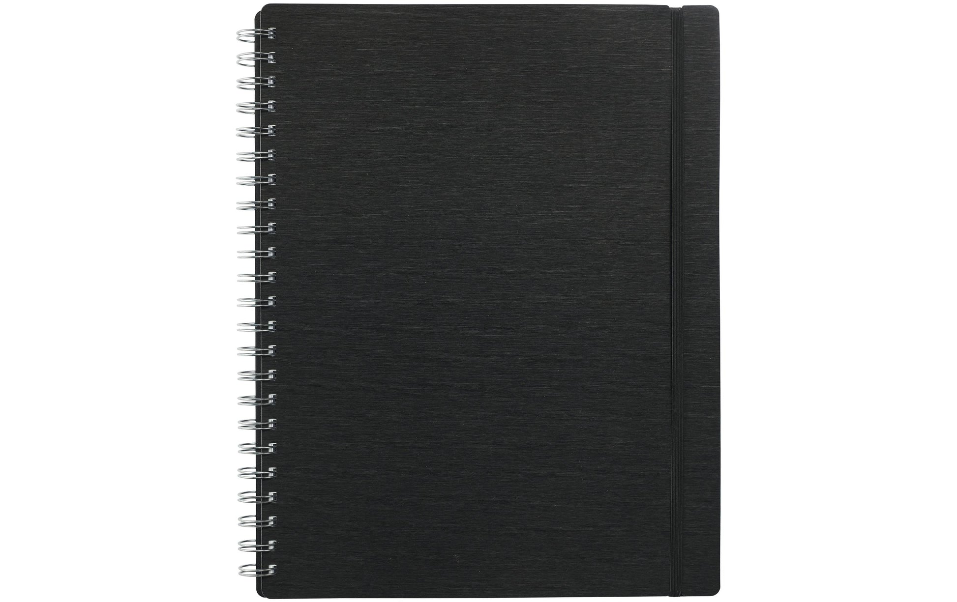 Kolma Notizbuch, Spiralbindung, Softcover, 200 Seiten, 4-fach gelocht, perforiert, 70 g/m² – Schwarz