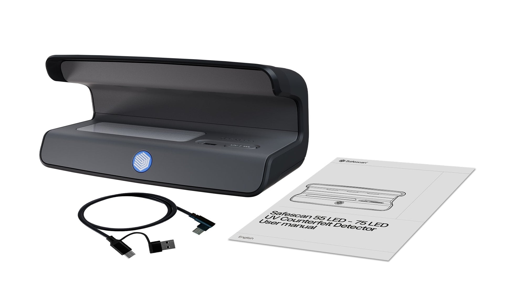 Safescan 75 – UV-Banknotentester, LED UV (3 Lampen), Schwarz