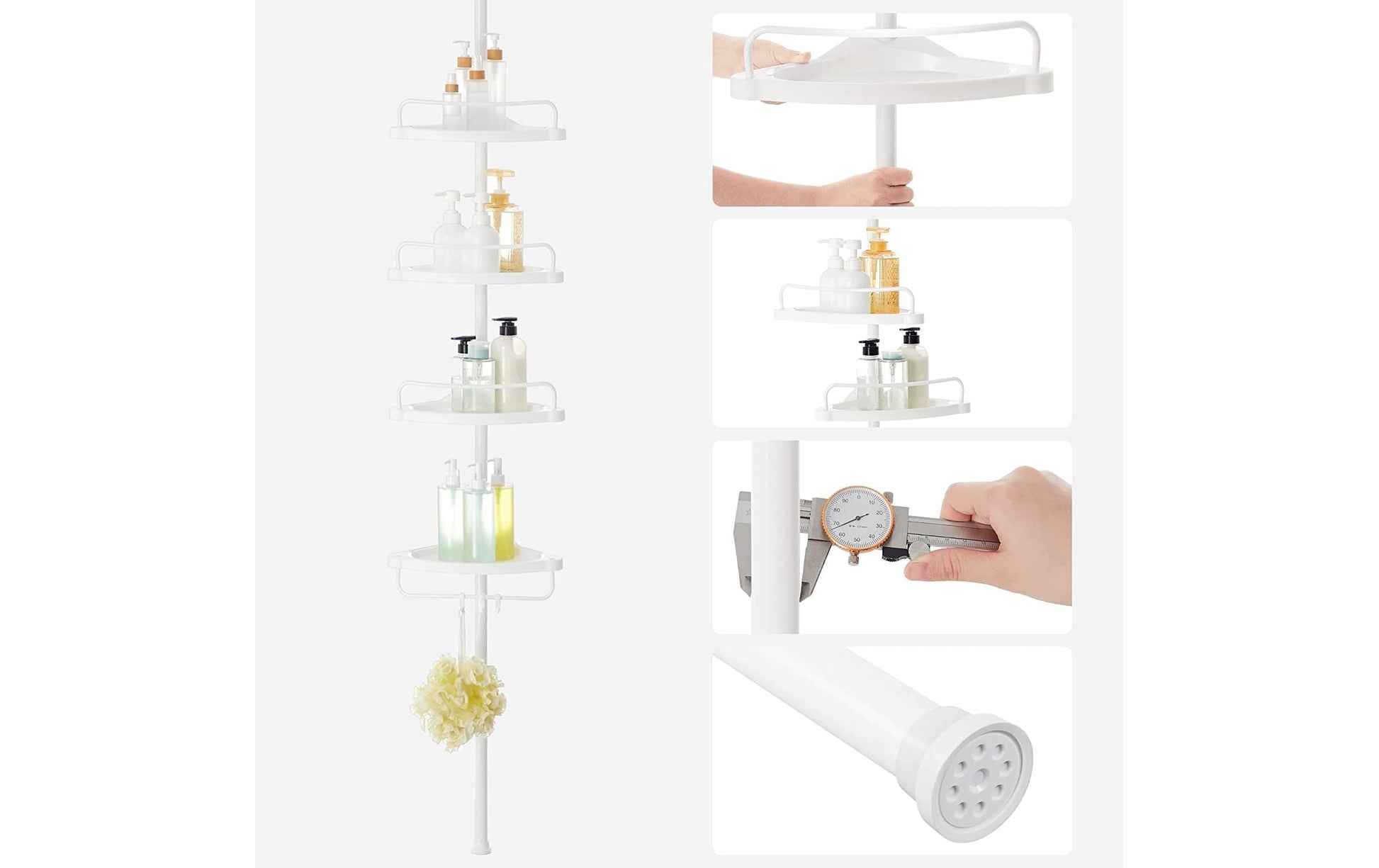 Songmics Aufbewahrungsbox (Bad) BCB001A – 85–305 cm, Polypropylen/Stahl (pulverbeschichtet), 3 kg, Weiss