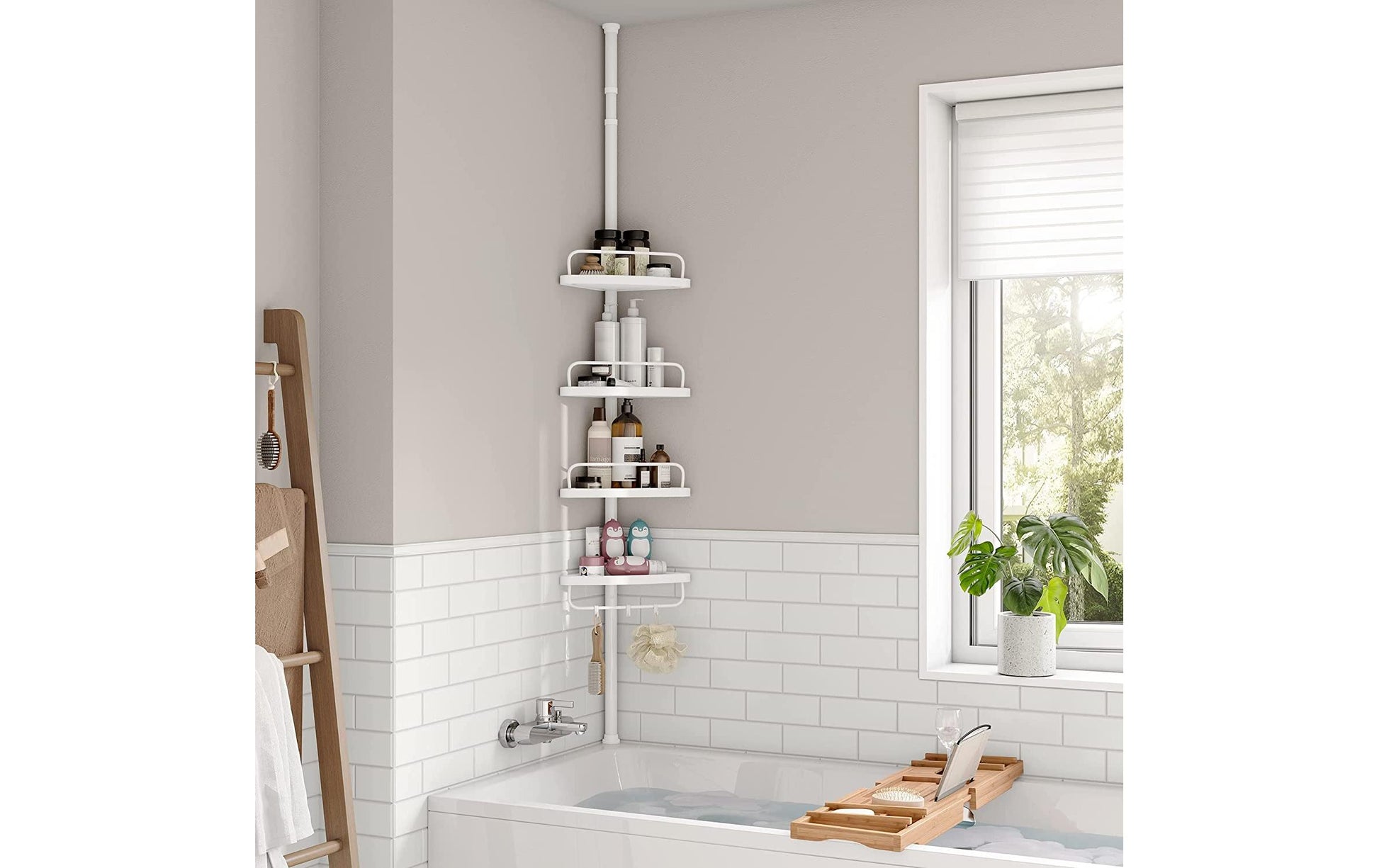 Songmics Aufbewahrungsbox (Bad) BCB001A – 85–305 cm, Polypropylen/Stahl (pulverbeschichtet), 3 kg, Weiss