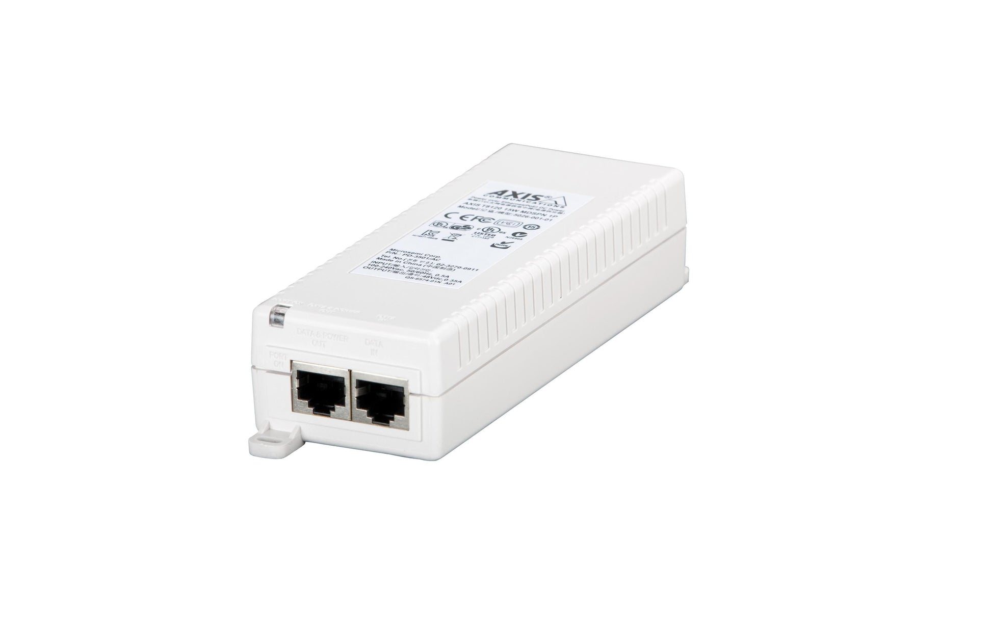 Axis T8120 PoE-Injektor 15 W – Gigabit Ethernet, RJ45×2, Wandmontage