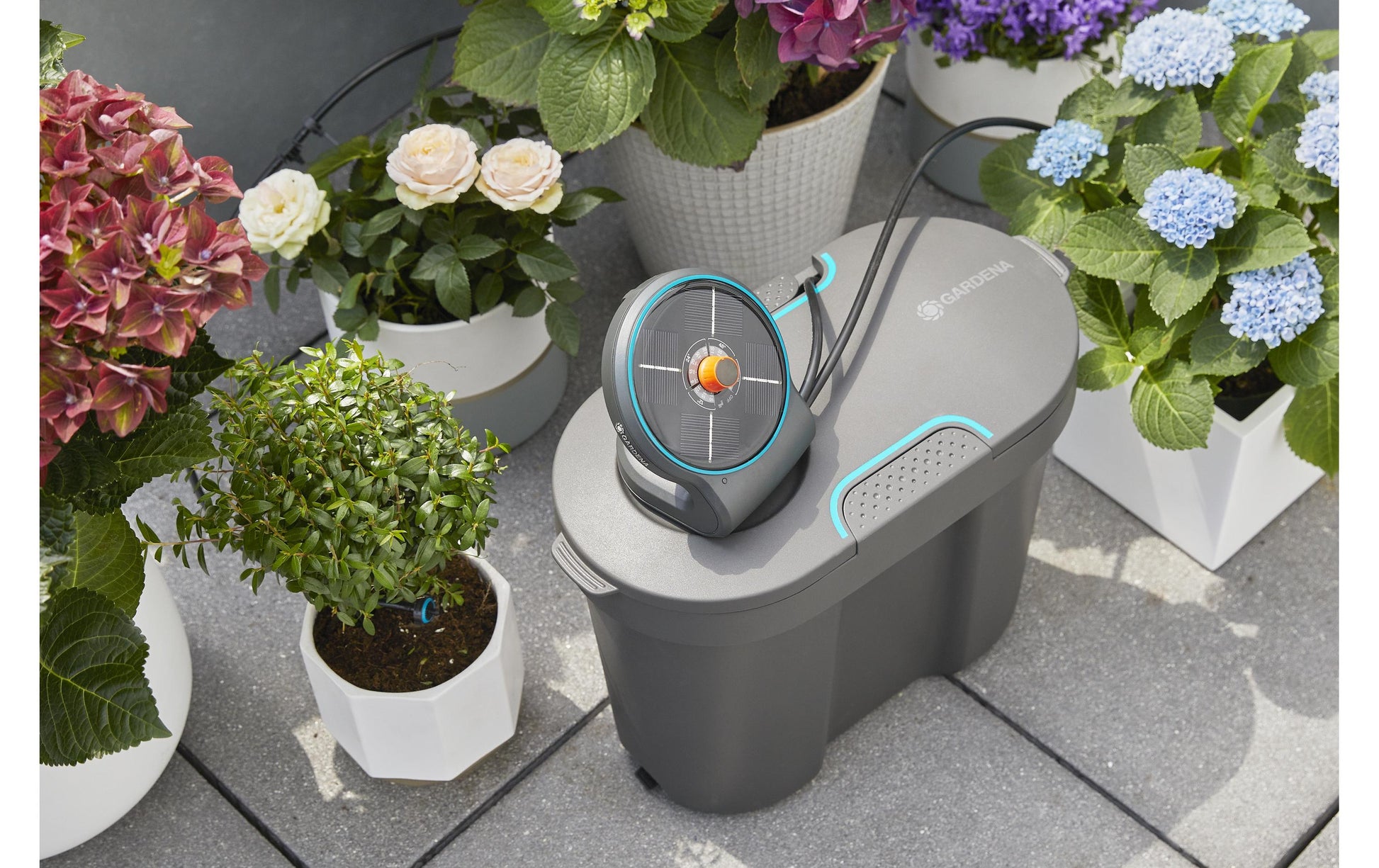 Gardena AquaBloom (20 m Schlauch) – Bewässerungsset, Schwarz