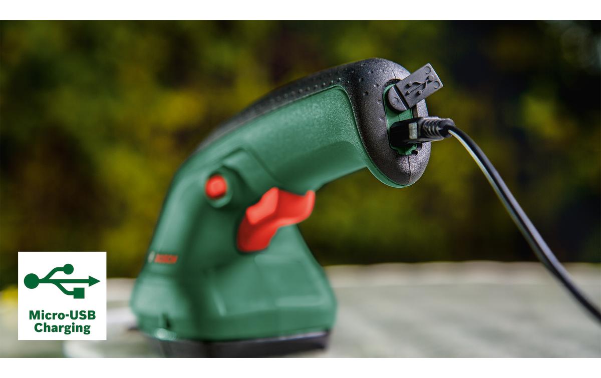 Bosch EasyShear Akku-Grasschere – 3,6 V – Ø 80 mm – 1,5 Ah & Ladegerät