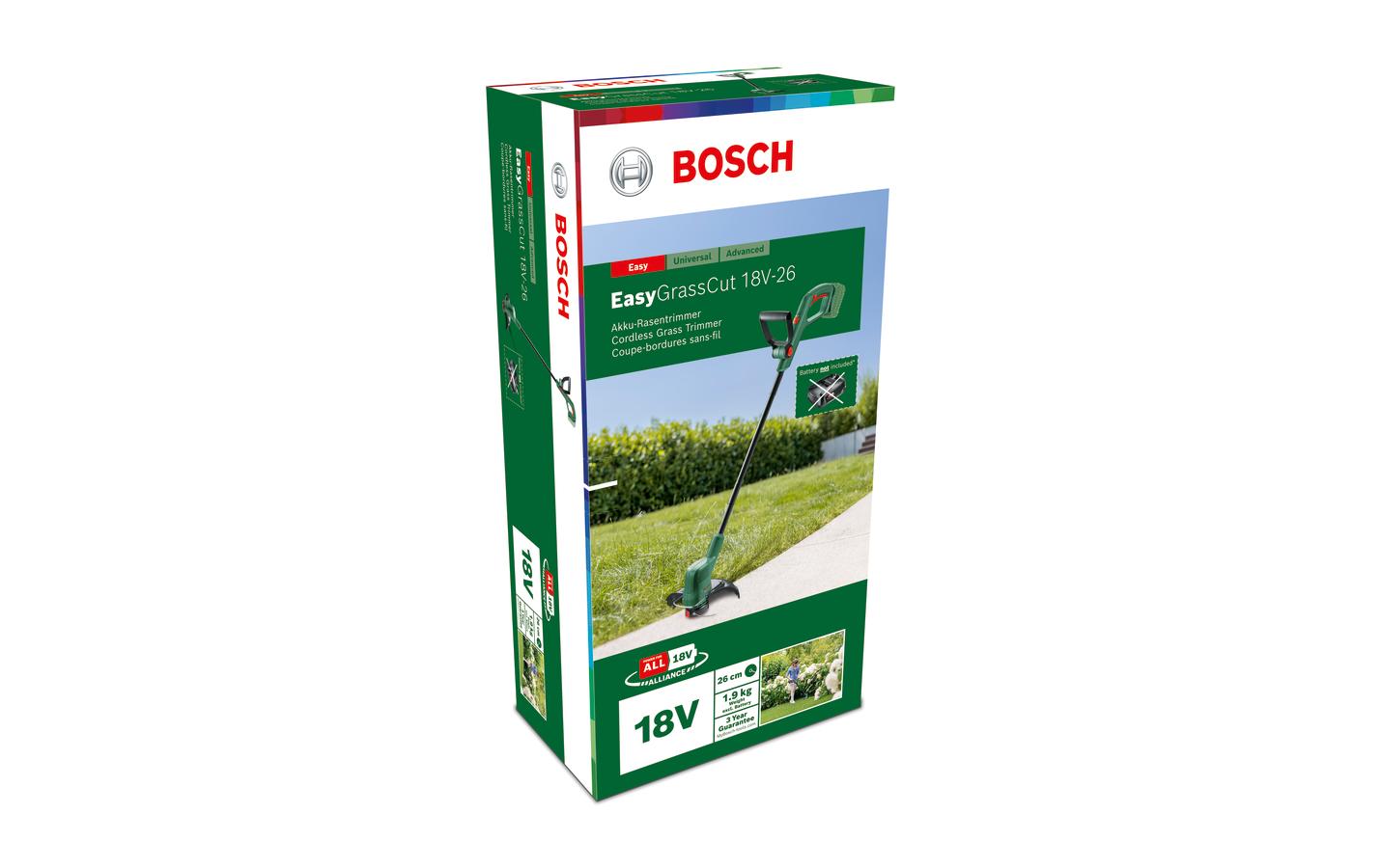 Bosch EasyGrassCut 18V-26 Akku-Rasentrimmer – 18 V – Schnittbreite 260 mm – Solo – POWER FOR ALL