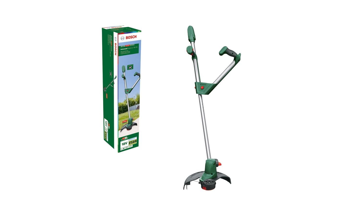 Bosch UniversalGrassCut 18V-26 Akku-Rasentrimmer – 18 V – Schnittbreite 260 mm – Nylonschnur – Solo – POWER FOR ALL