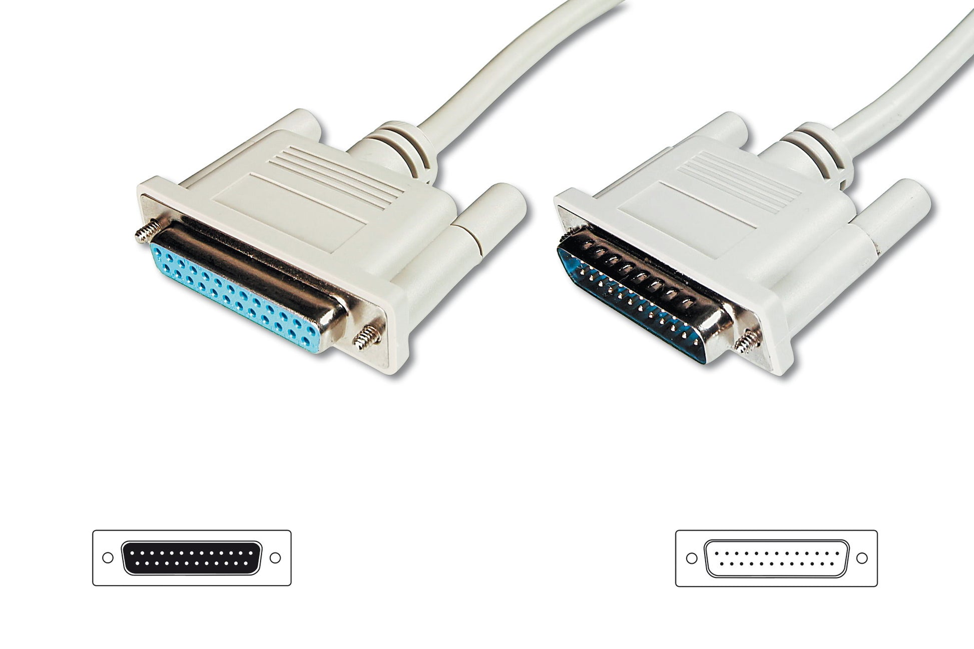 Digitus DATATRANSFER CABLED-SUB25 Kabel D-Sub25 zu D-Sub25 – 3 m, Nickel-beschichtete Kontakte, Beige