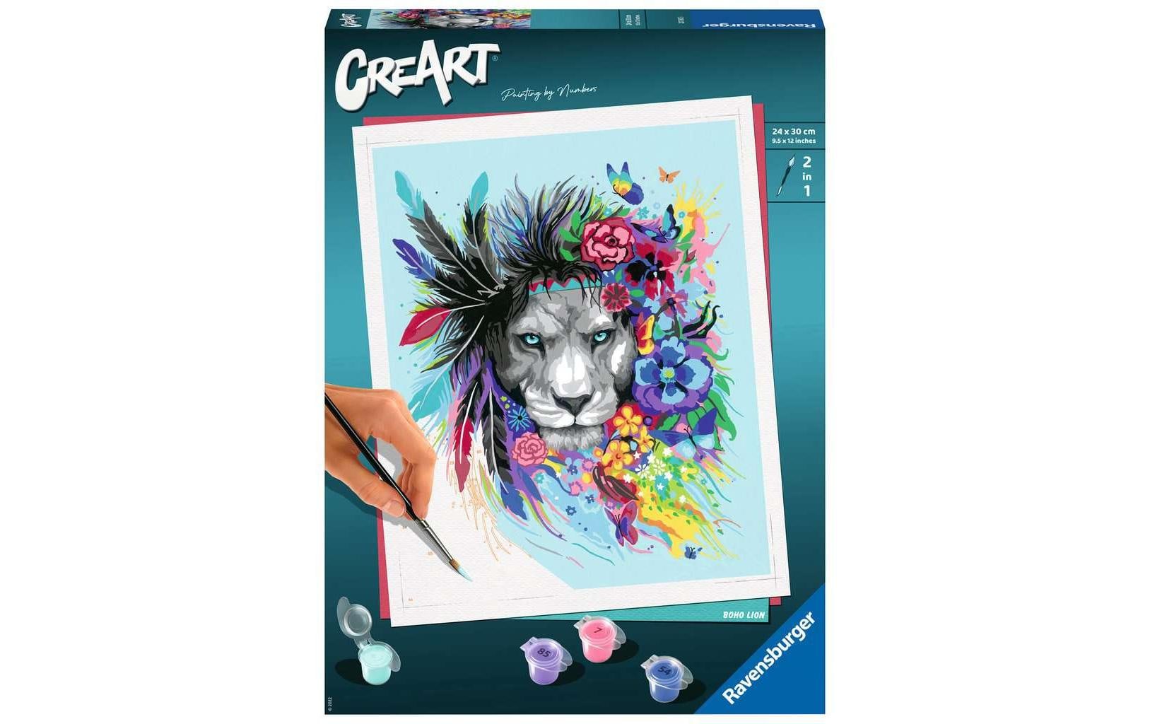 Ravensburger MnZ – Malen-nach-Zahlen-Set – Boho Löwe – 1-teilig – ab 12 Jahren