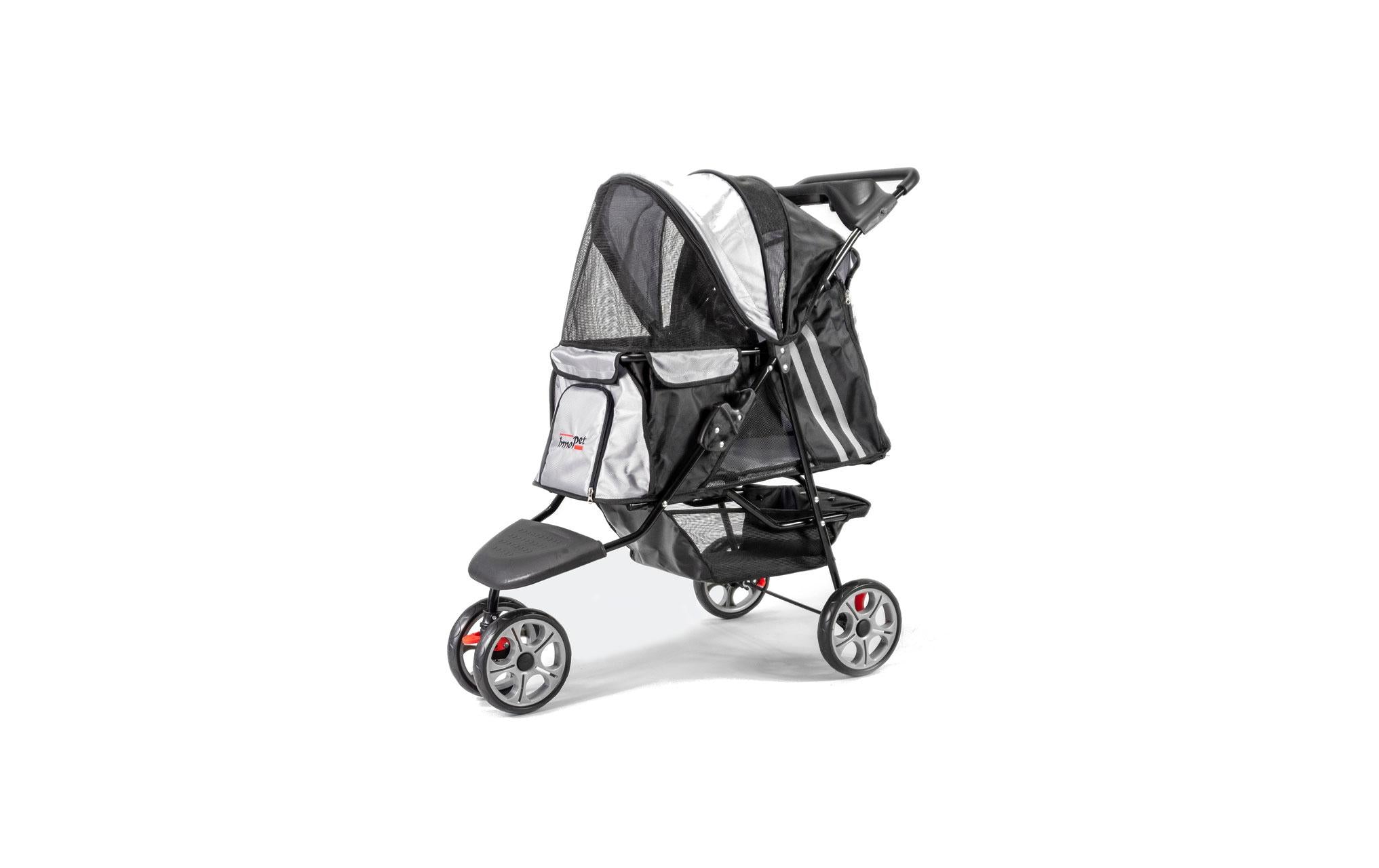 Innopet Hundebuggy All Terrain – zusammenfaltbar, bis 12,5 kg – schwarz/silber – für Katze und Hund