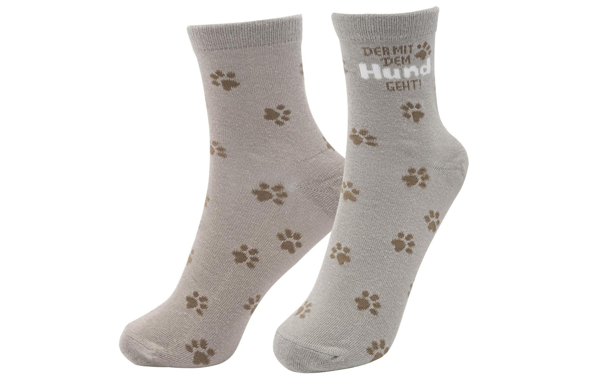 Sheepworld Zaubersocken Der mit dem Hund – Grösse 41–46, Beige, 80% Baumwolle/15% Nylon/5% Elasthan